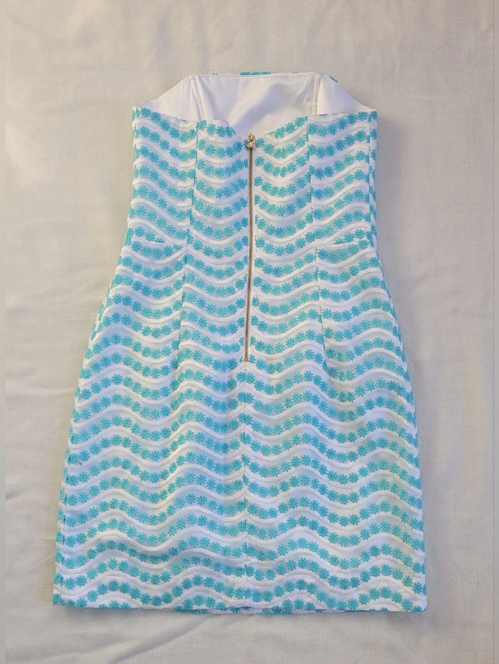 ​Lilly Pulitzer Leavens Strapless Dress in Shorely Blue Size 0 - Picture 3 of 15